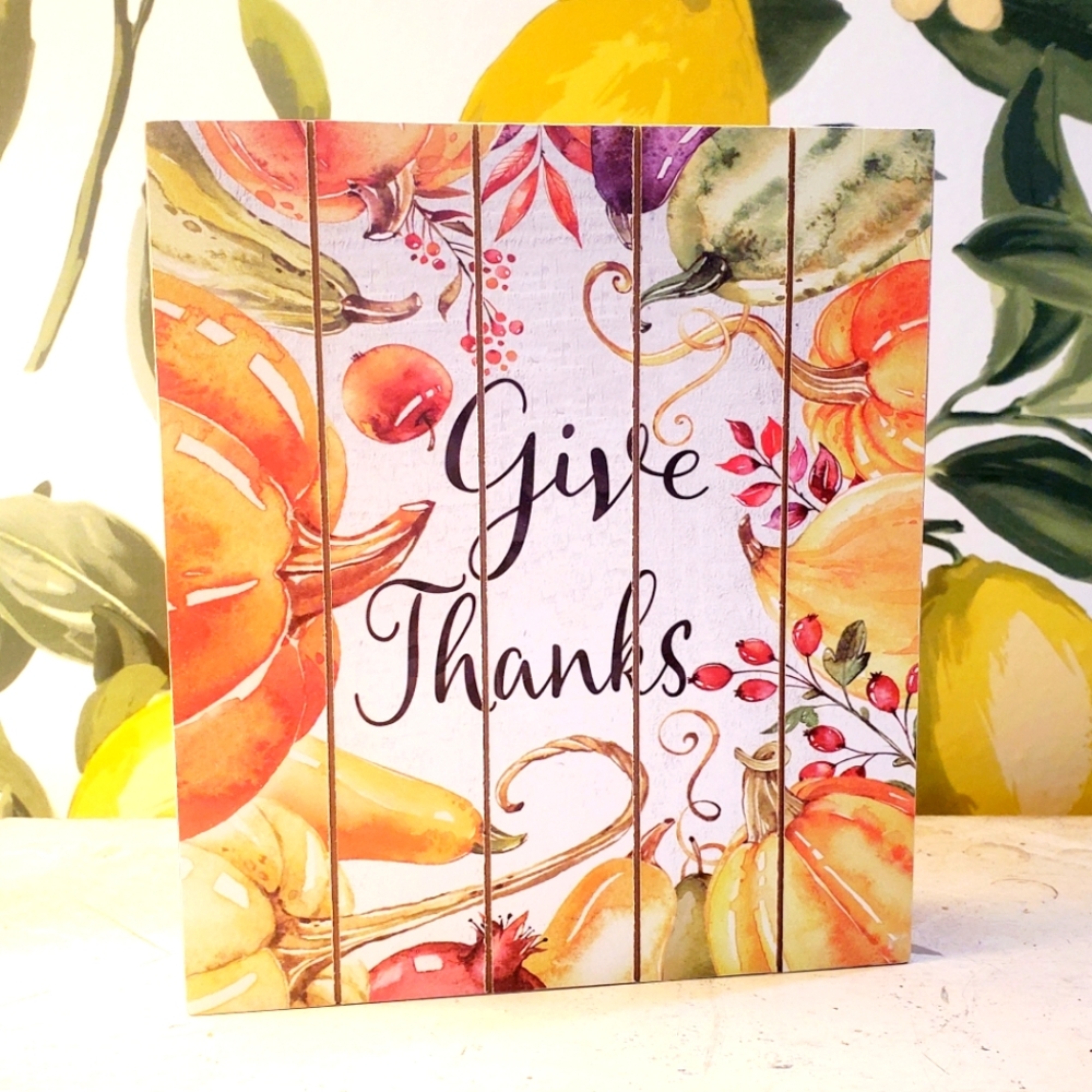Autumn Harvest 'Give Thanks' Wall Art